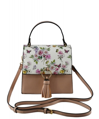 Fashion Ring Tassel Flap Crossbody Satchel PF706 BLUSH FLOWER